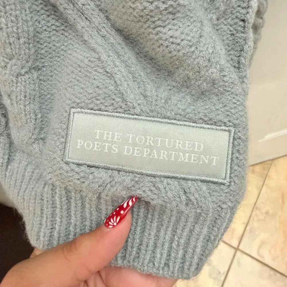 Taylor Swift The Tortured Poets Department Gray Cable Knit Cardigan XL 2XL